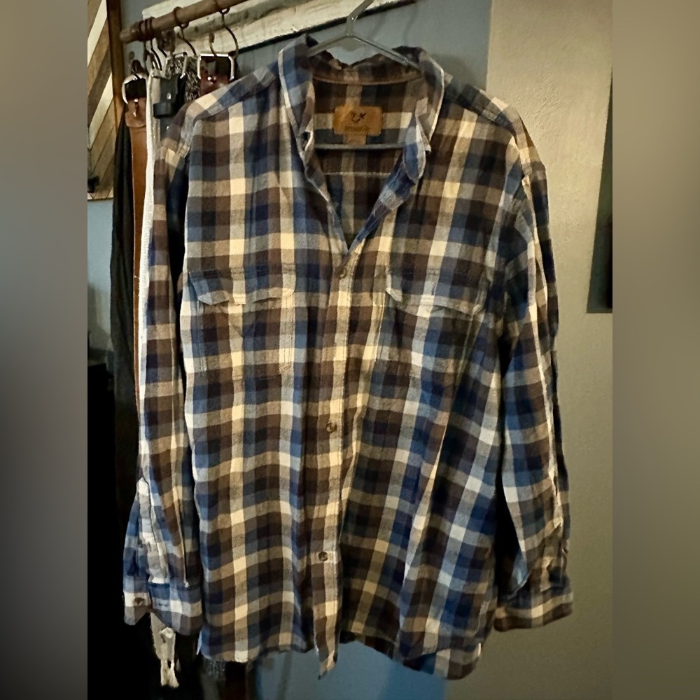 Outdoor Life Blue and Brown Plaid Shirt - Picture 2 of 4